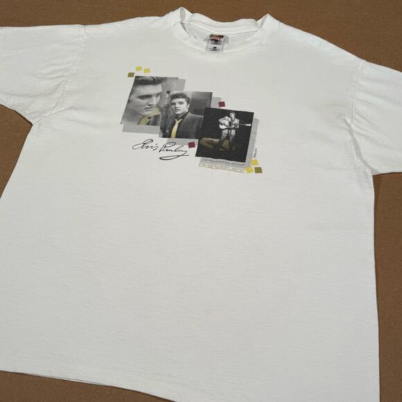 Vintage Elvis Presley Graphic T-Shirt 90s Rock Tee White Music Memorabilia XL - Picture 4 of 8